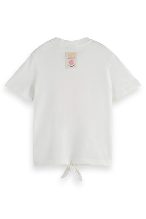 GIRLS SHORT-SLEEVED KNOTTED ARTWORK T-SHIRT IN ORGANIC COTTO 2