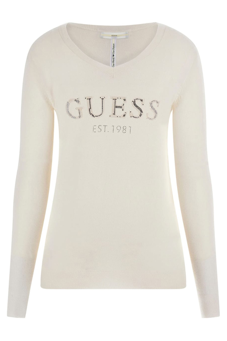 GUESS ECO LS VN JADE LOGO SWTR CREAM WHITE 4
