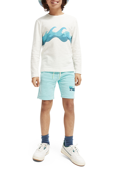 BOYS GARMENT DYED RIB DETAIL SWEAT SHORTS IN ORGANIC COTTON  3