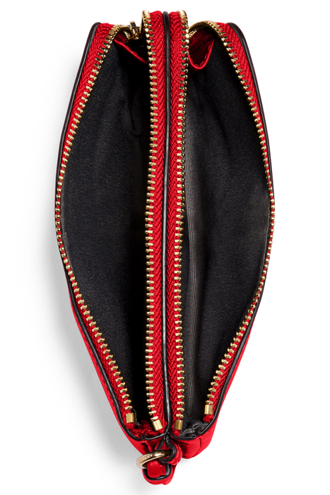 LEATHER DOUBLE CORNER ZIP WRISTLET ELECTRIC RED 3