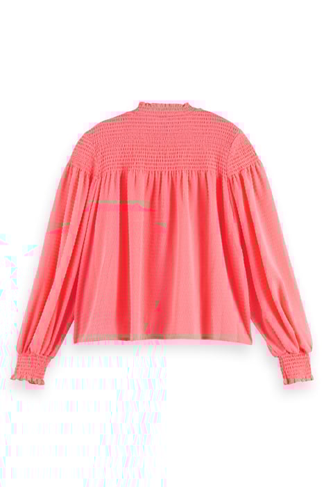 HIGH NECK TOP WITH SMOCKING DETAILS IN CLIP JAQUARD QUALITY 2