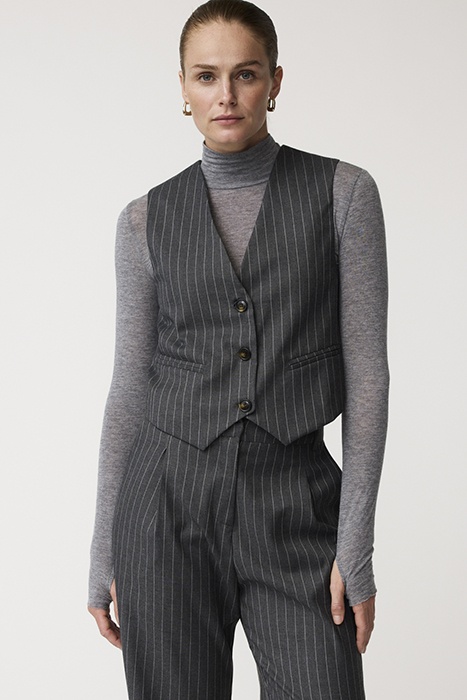 CARA PINSTRIPE PANTS GREY MELANGE 5