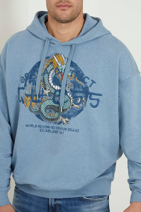 GUESS ROUND LOGO HOO WASHED INDIGO HEATHE 5