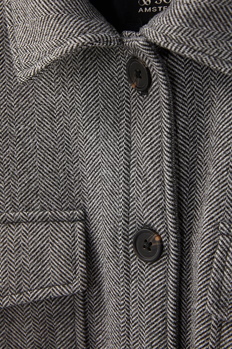 KNIT HERRINGBONE SHIRT JACKET GREY HERRINGBONE 6