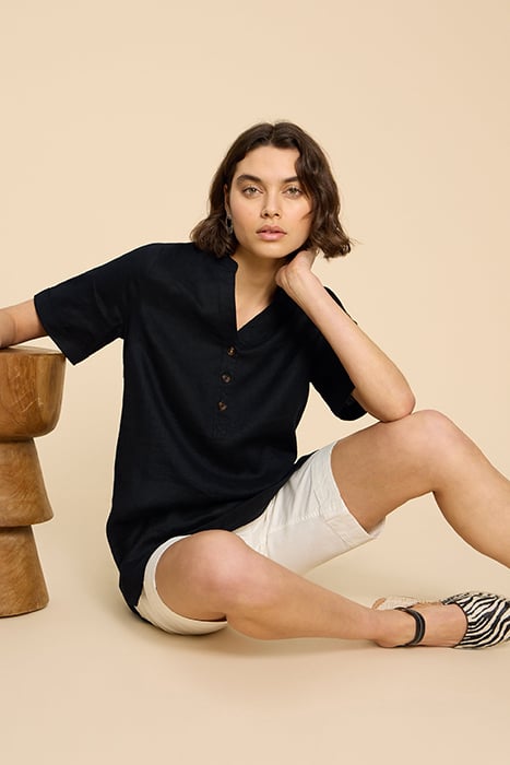 LINA LINEN TUNIC PURE BLACK 5