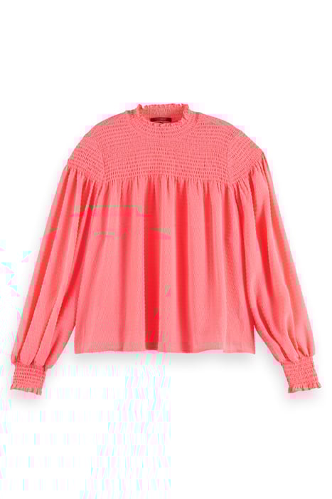 HIGH NECK TOP WITH SMOCKING DETAILS IN CLIP JAQUARD QUALITY 1