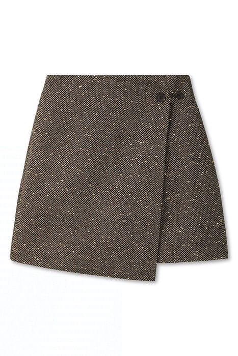 SEQUIN HERRINGBONE SKIRT BLACK W/ GOLD 3