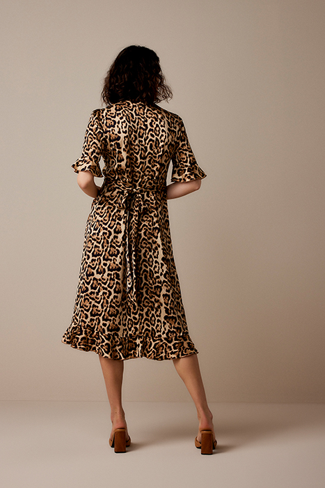 WRAP DRESS PRINTED POLYESTER BROWNS 2