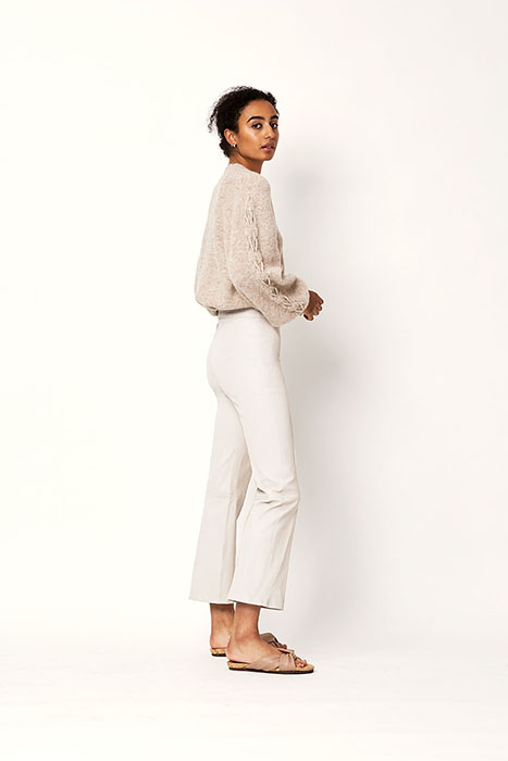 TYSON FLARE LEATHER PANTS SANDSHELL 3