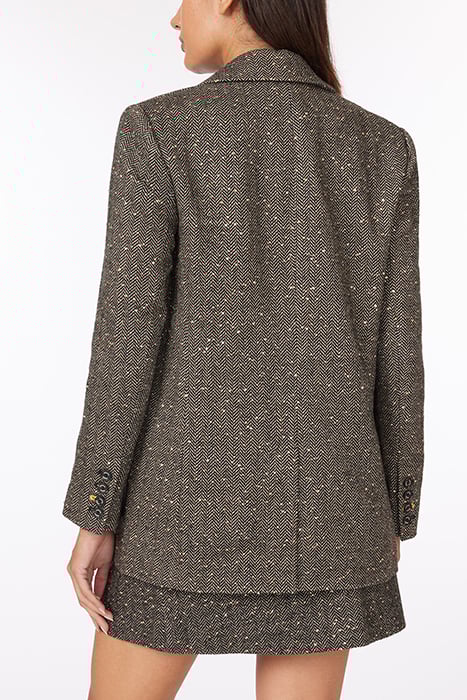 SEQUIN HERRINGBONE BLAZER BLACK W/ GOLD 2