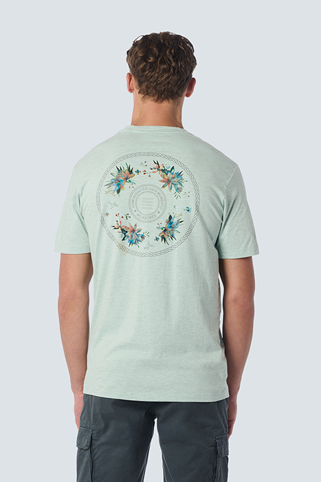 T-SHIRT V-NECK MELANGE GARMENT DYED PLACED PRINT MINT 2