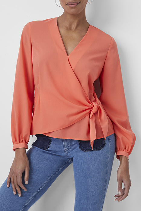 CREPE LIGHT LS WRAP OVER TOP RED 1