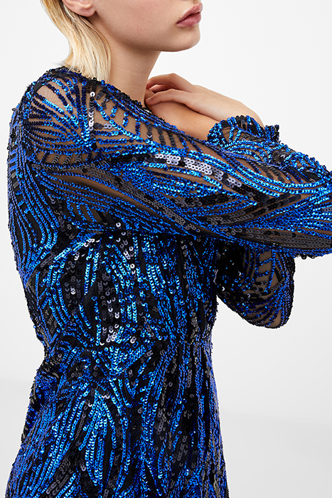 DENIZ EMBELLISHED LS MINI DRES BLUE 3