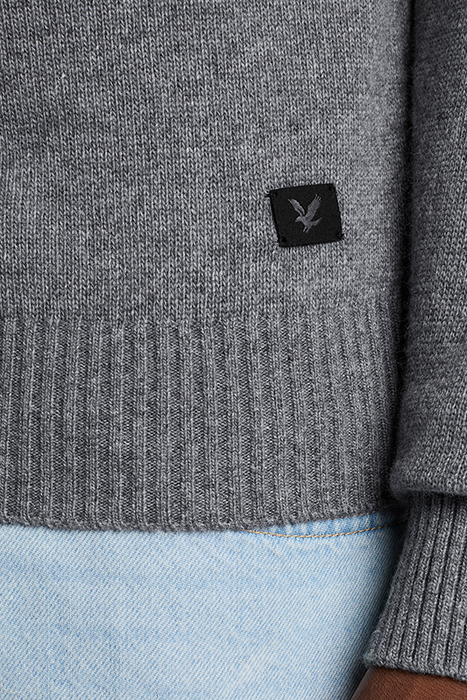 SADDLE SLEEVE CREW NECK JUMPER GREY HEATHER 7