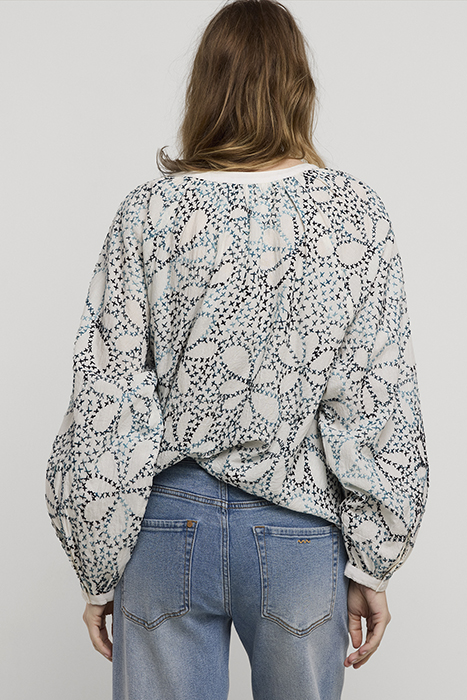 TOP CROSS STITCH HAND EMBROIDERY IVORY 2