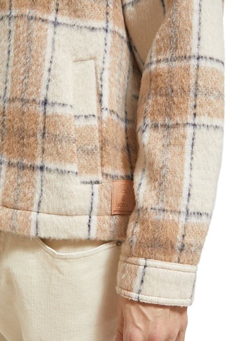 WOOL-BLEND ZIP-THRU CHECK OVERSHIRT OFFWHITE CAMEL CHECK 9