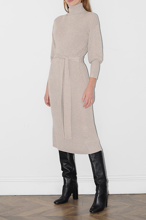 MABYN KNIT LS HIGH NK DRS BROWN 1