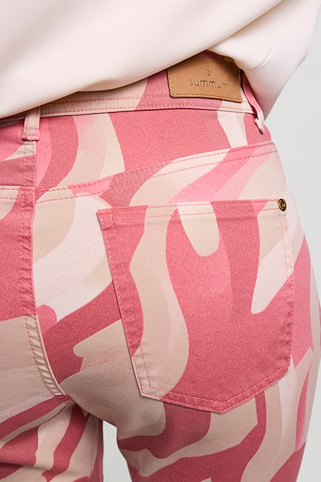 FLARED PANTS FANCY PRINTED TWILL BRIGHT CORAL 7