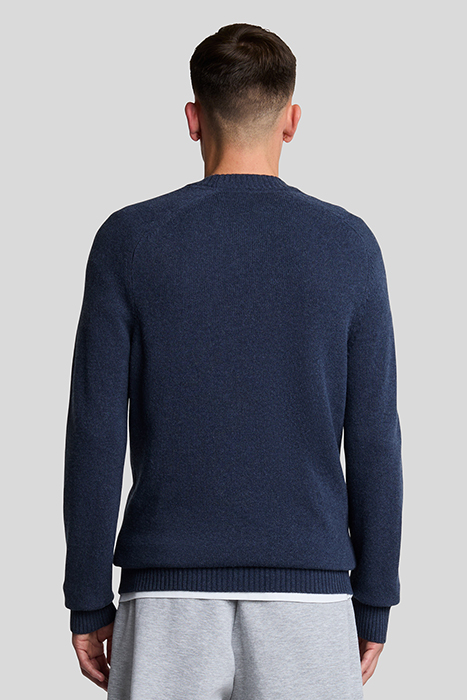 SADDLE SLEEVE CREW NECK JUMPER NAVY HEATHER 2