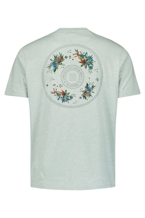 T-SHIRT CREWNECK MELANGE GARMENT DYED PLACED PRINT MINT 5