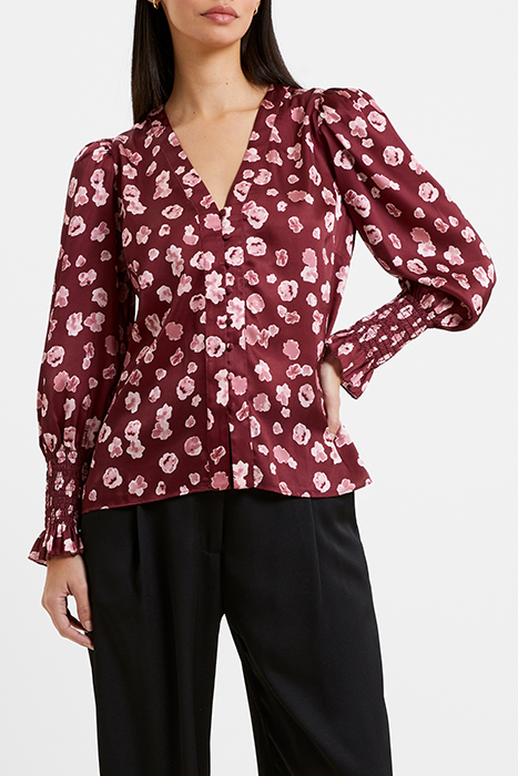 BRONWEN ALEEYA SATIN LS V NK BROWN 1