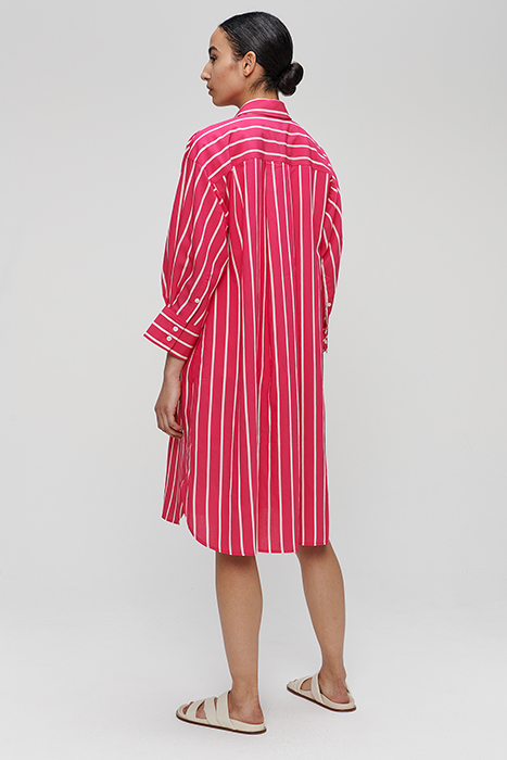 STRIPED SHIRT DRESS MID CARMINE ROSE 5