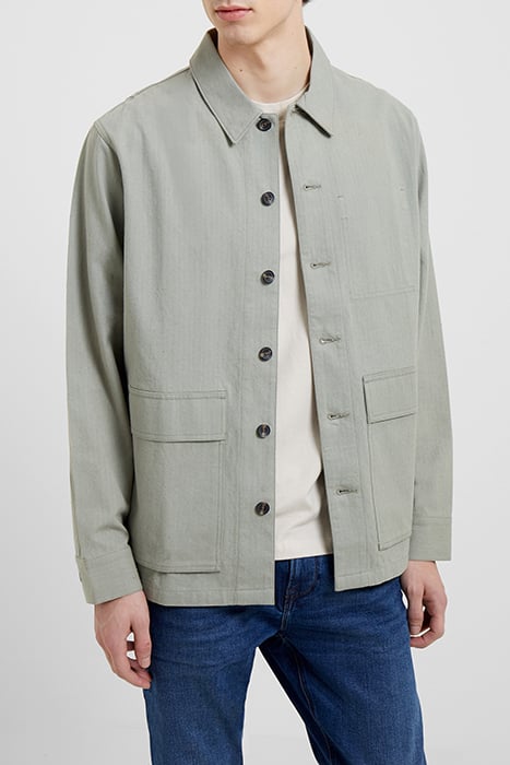 COT HERRINGBONE CHORE OVERSHRT GREEN 1