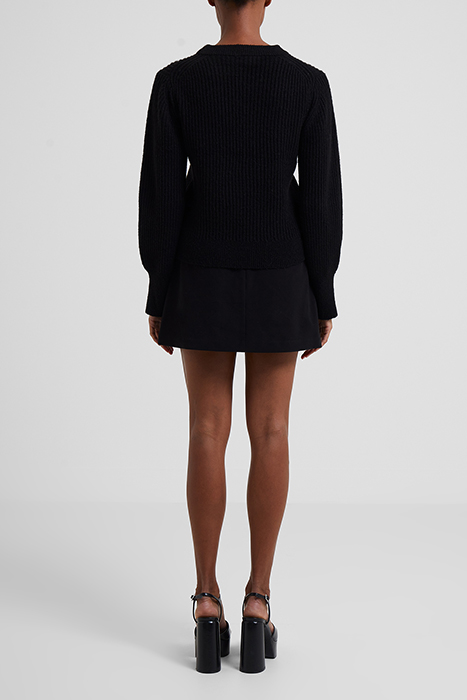 VHARI KNIT RIB CREW NECK SWEAT BLACK 2