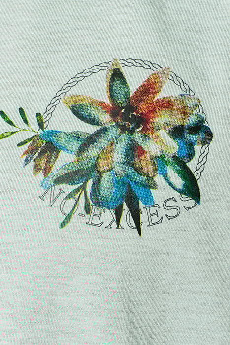 T-SHIRT CREWNECK MELANGE GARMENT DYED PLACED PRINT MINT 7