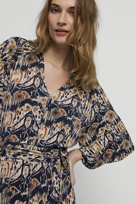 DRESS POLO COLLAR FLOWY IKAT NIGHT SKY 5