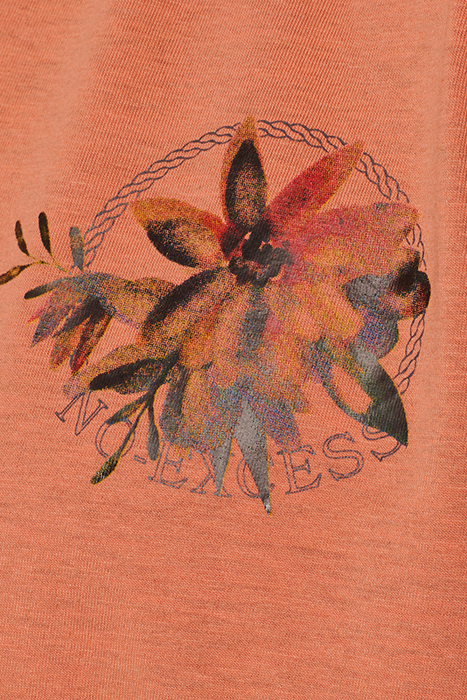 T-SHIRT V-NECK MELANGE GARMENT DYED PLACED PRINT MELON 7