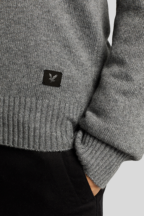 SADDLE SLEEVE CREW NECK JUMPER GREY HEATHER 6