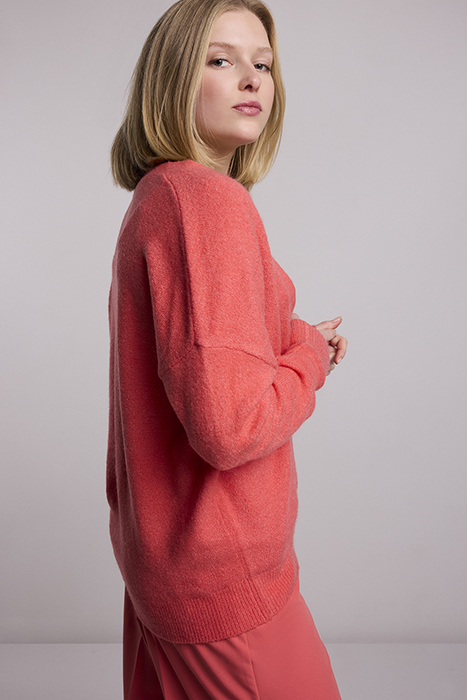 CARDIGAN SPRING WOOL ELASTANE BLEND KNIT BRIGHT CORAL 4