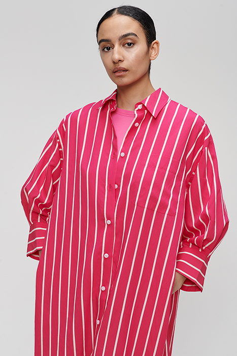 STRIPED SHIRT DRESS MID CARMINE ROSE 4