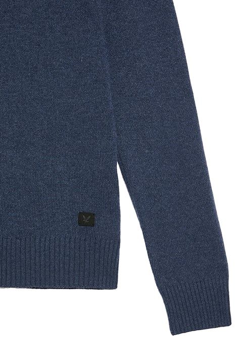 SADDLE SLEEVE CREW NECK JUMPER NAVY HEATHER 5