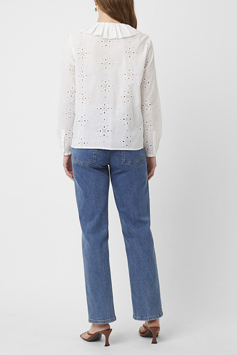 FRILL COLLAR LS RND NK BLOUSE WHITE 3