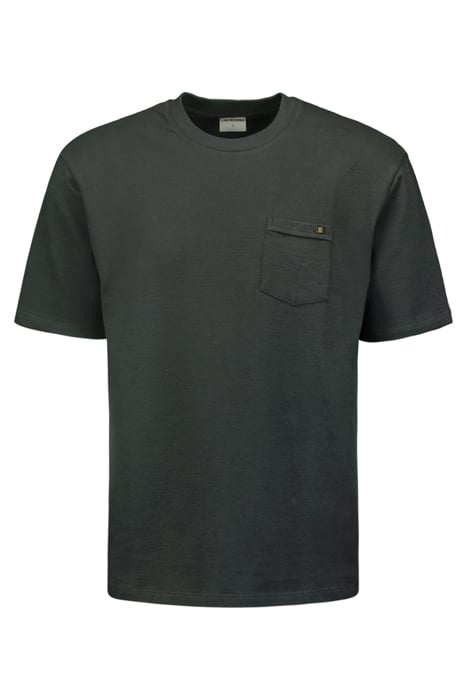 T-SHIRT CREWNECK SOLID JACQUARD SLUB DARK STEEL 4