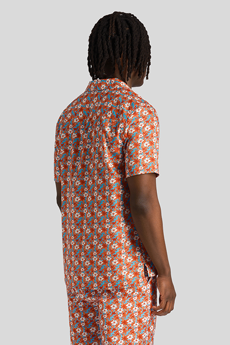 FLORAL PRINT RESORT SHIRT TANGERINE TANGO 2