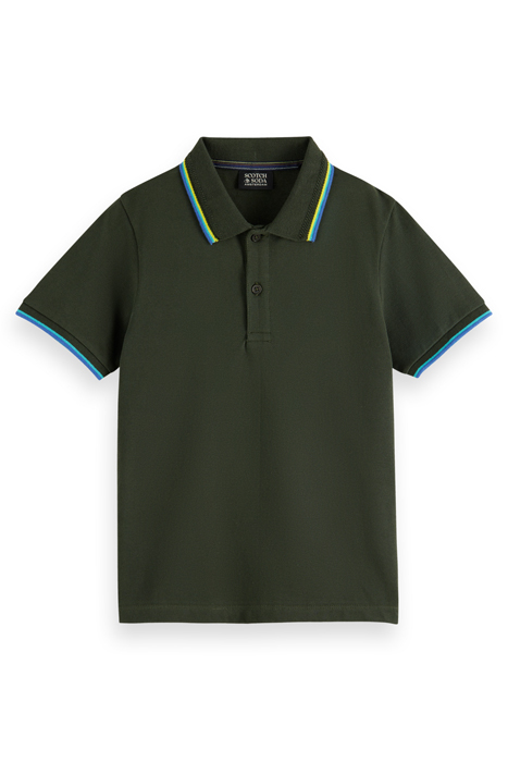 BOYS COTTON IN CONVERSION POLO WITH CONTRAST TIPPING FOREST 4