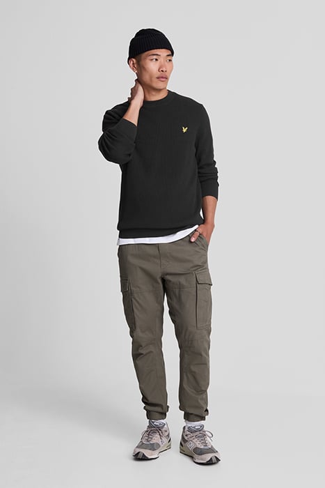 GRID KNIT CREW NECK JUMPER JET BLACK 3