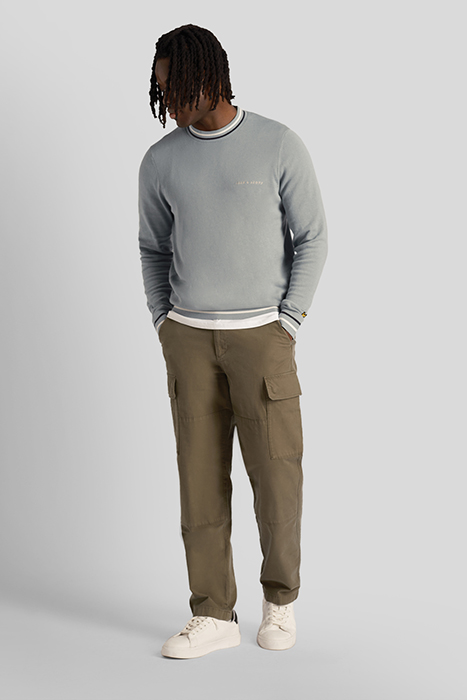 TIPPED CREW NECK JUMPER SLATE BLUE 3