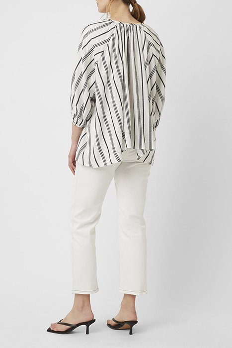 FEM STRIPE LS RND NK BLOUSE WHITE 3