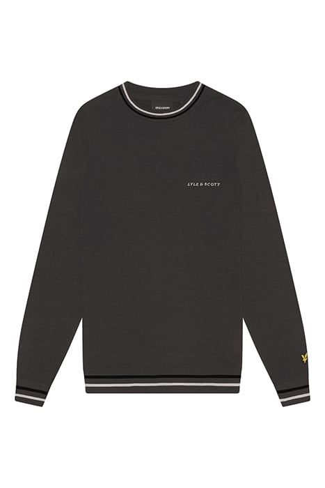 EMBROIDERED TIPPED CREW NECK JUMPER GUNMETAL 4