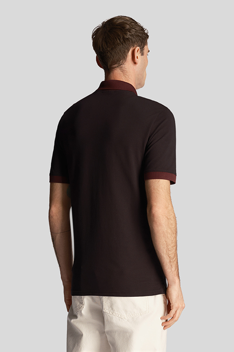 TONAL RINGER POLO SHIRT JET BLACK/ BURGUNDY 2