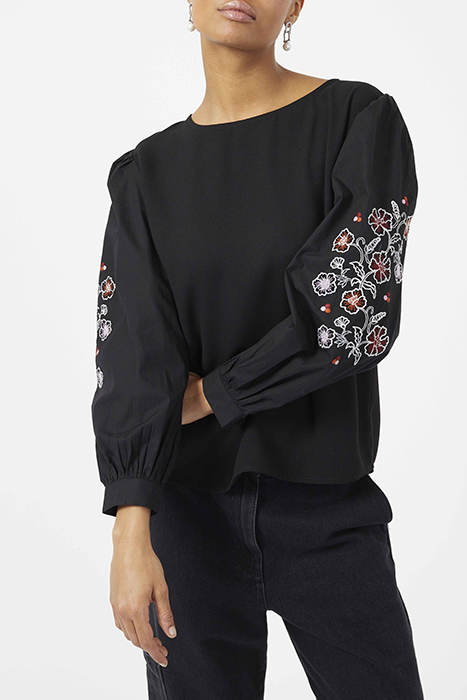 FERNE CREPE LS BOAT NK TOP BLACK 1