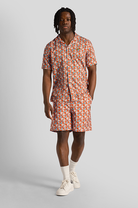 FLORAL PRINT RESORT SHIRT TANGERINE TANGO 3