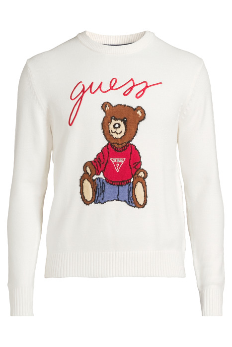 GUESS BEAR LS CN SWT SALT WHITE 3