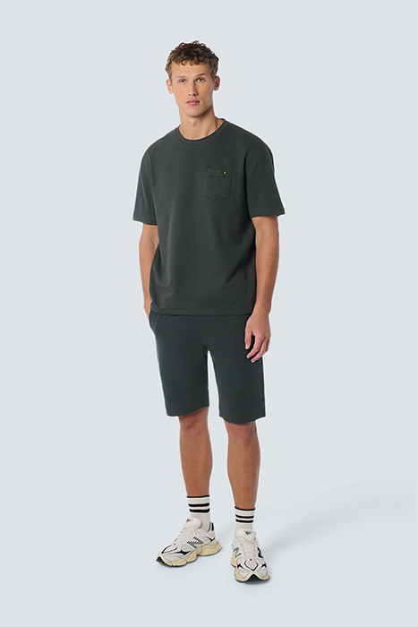 T-SHIRT CREWNECK SOLID JACQUARD SLUB DARK STEEL 3