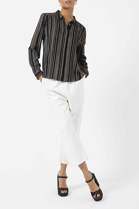 SHIMMER SHIRTING LS BLOUSE BLACK 2