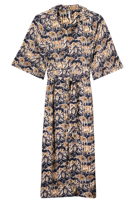 DRESS POLO COLLAR FLOWY IKAT NIGHT SKY 3